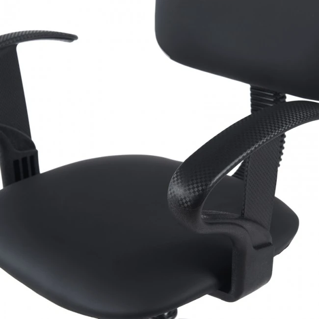 Icina Ι pakoworld pu reception chair on wheels in black shade 58x54x102-123cm