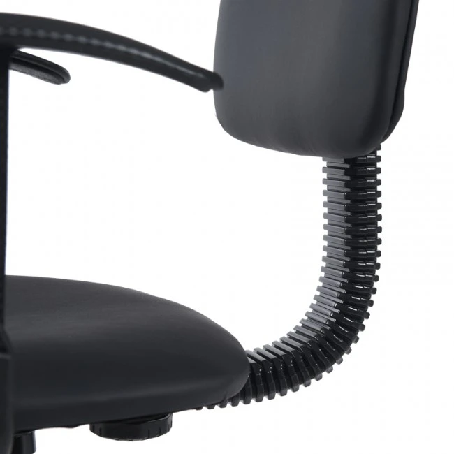 Icina Ι pakoworld pu reception chair on wheels in black shade 58x54x102-123cm