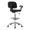 Icina Ι pakoworld fabric reception chair on wheels in black shade 58x54x102-123cm