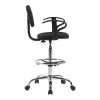 Icina Ι pakoworld fabric reception chair on wheels in black shade 58x54x102-123cm