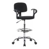 Icina Ι pakoworld fabric reception chair on wheels in black shade 58x54x102-123cm