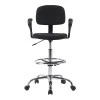 Icina Ι pakoworld fabric reception chair on wheels in black shade 58x54x102-123cm