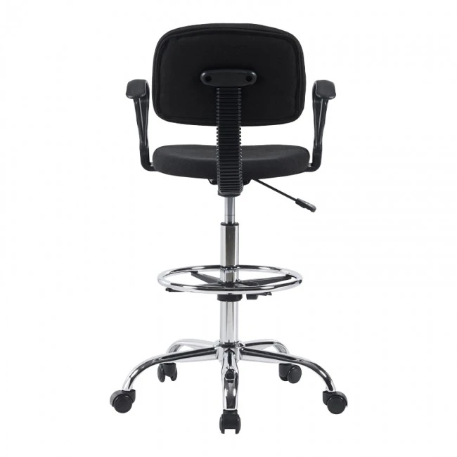 Icina Ι pakoworld fabric reception chair on wheels in black shade 58x54x102-123cm