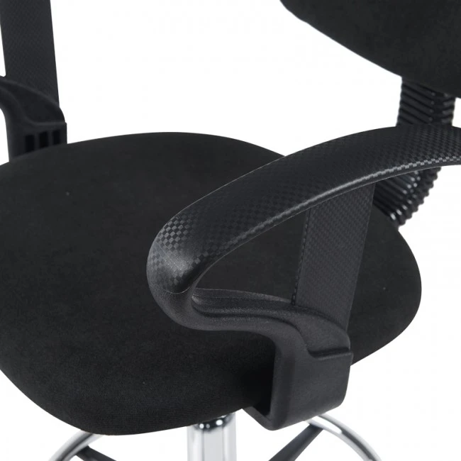Icina Ι pakoworld fabric reception chair on wheels in black shade 58x54x102-123cm