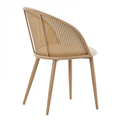 Riccardo chair pakoworld pe rattan beige-fabric beige-metal natural 56x52x82cm
