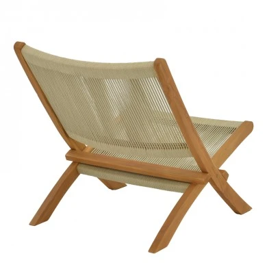 Foldable armchair Seeal pakoworld teak wood and pe rope in natural shade 61x76x72cm