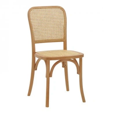 Chair stackable Kalliope pakoworld natural beech wood-natural rattan 45x50x89cm