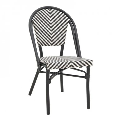 Chair Uarmin pakoworld stack black aluminum-black and white pe rattan 46x57x85cm