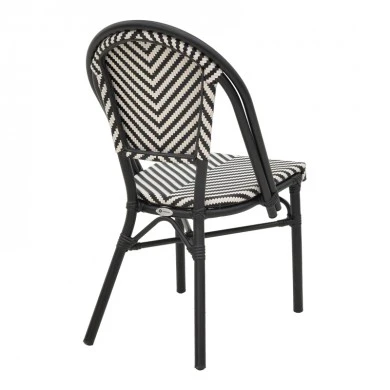 Chair Uarmin pakoworld stack black aluminum-black and white pe rattan 46x57x85cm