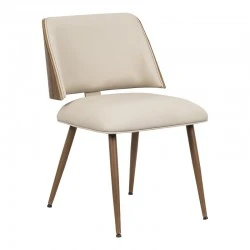 Chair Ubane pakoworld beige pu-walnut metal legs 53x62.5x85cm Chair Ubane pakoworld beige pu-walnut metal legs 53x62.5x85cm