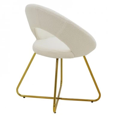 Καρέκλα Valentina pakoworld λευκό μπουκλέ-χρυσό πόδι 65x60x82εκ