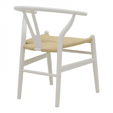Wishbone chair pakoworld white beech wood-seat with rope in natural shade 53x55x76cm