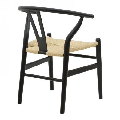 Chair Wishbone pakoworld black beech wood-natural color rope 53x55x76cm