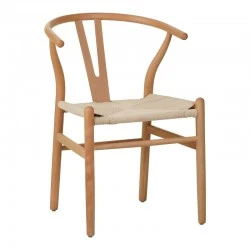 Wishbone chair pakoworld rubberwood-rope in natural shade 53.5x57x74cm