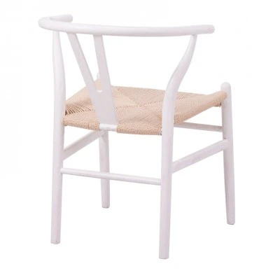 Wishbone chair pakoworld rubberwood-rope in white shade 53.5x57x74cm