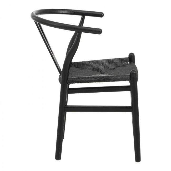 Wishbone chair pakoworld rubberwood-rope in black shade 60x51x80cm