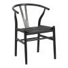 Wishbone chair pakoworld rubberwood-rope in black shade 60x51x80cm
