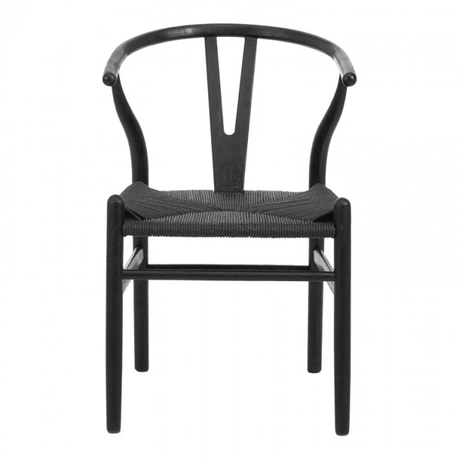Wishbone chair pakoworld rubberwood-rope in black shade 60x51x80cm