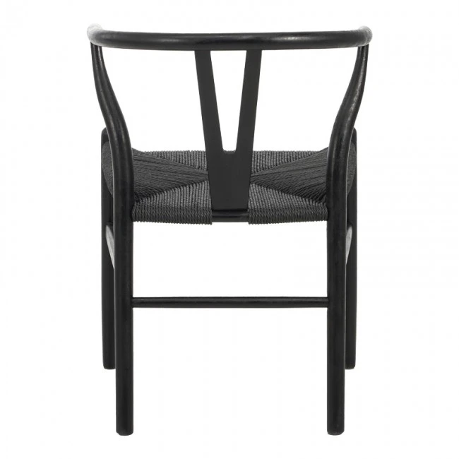 Wishbone chair pakoworld rubberwood-rope in black shade 60x51x80cm