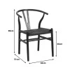 Wishbone chair pakoworld rubberwood-rope in black shade 60x51x80cm