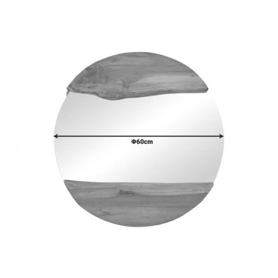 Alkmen mirror pakoworld teak wood in natural shade D60x4cm