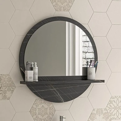 Breda pakoworld melamine mirror in anthracite marble shade 49x6x49cm