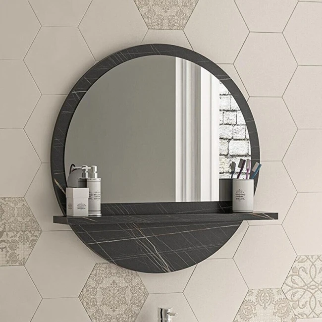 Breda pakoworld melamine mirror in anthracite marble shade 49x6x49cm