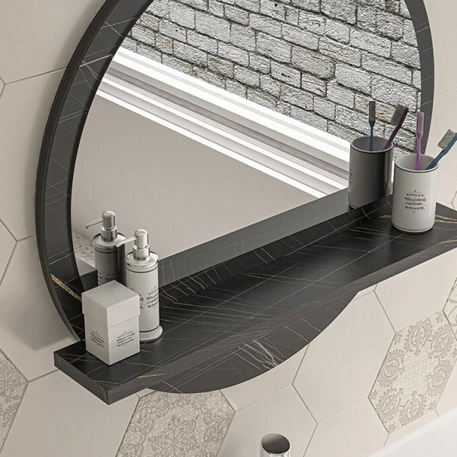 Breda pakoworld melamine mirror in anthracite marble shade 49x6x49cm