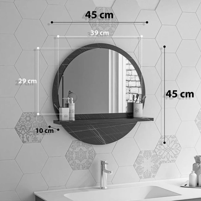 Breda pakoworld melamine mirror in anthracite marble shade 49x6x49cm