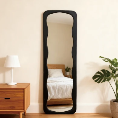 Lezour pakoworld velvet floor mirror in black shade 50x5x170cm