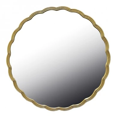 Mirror Fergan Inart wood in gold color D80x2.5cm