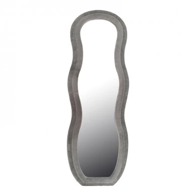 Mirror Glinde Inart velvet in grey color 90x3.5x150cm