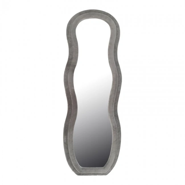 Καθρέπτης Glinde Inart βελούδο σε γκρι απόχρωση 50x3.3x150εκ