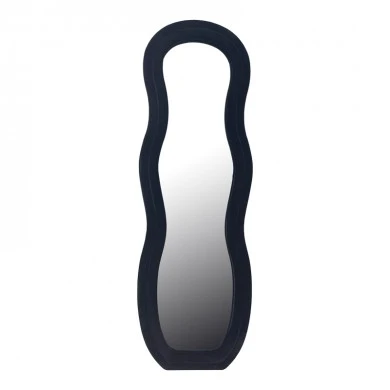 Mirror Glinde Inart velvet in black color 90x3.5x150cm
