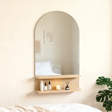 Mirror with shelf Mensola pakoworld mdf in natural shade 45.7x12.7x76.2cm