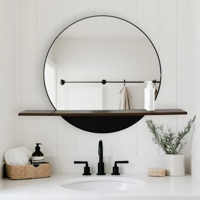 Mirror with shelf Salmin pakoworld metal in black shade 80x10x60cm