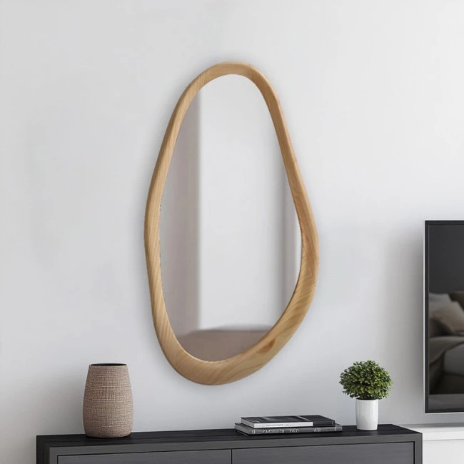 Oval mirror Baloa pakoworld mdf in natural shade 44x4x80cm