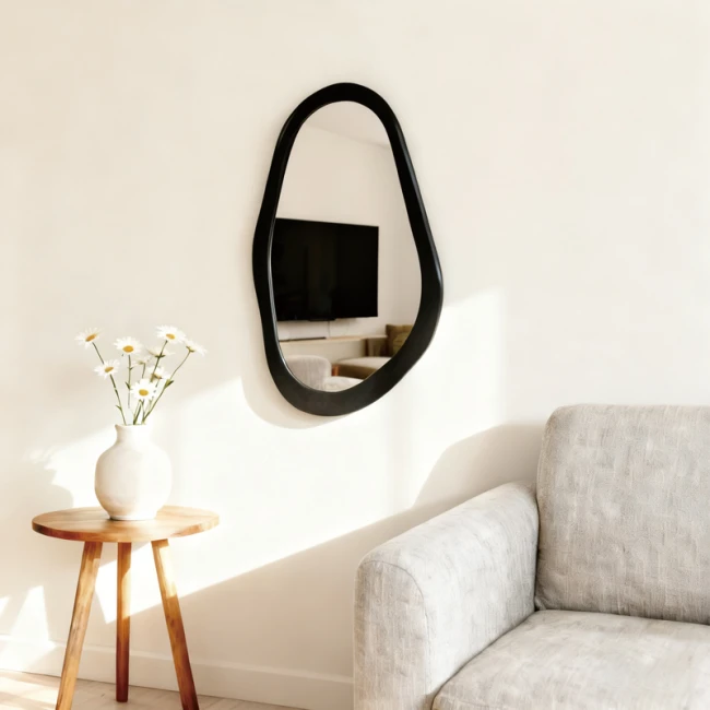 Oval mirror Baloa pakoworld mdf in black shade 44x4x80cm