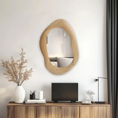 Oval mirror Enola pakoworld mdf in natural shade 54x2.5x80cm
