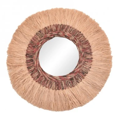 Paranome Inart sisal and abaca mirror in natural color Φ115x4cm