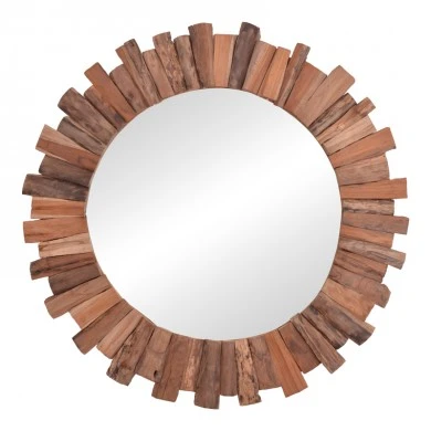 Mirror Rounder pakoworld teak wood in natural shade D100x5cm