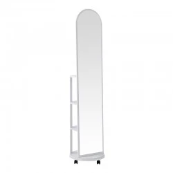 Espero pakoworld mdf wheeled mirror with shelves in white shade D34x170cm