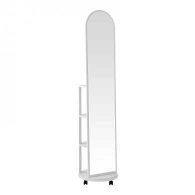 Καθρέπτης τροχήλατος Espero pakoworld mdf με ράφια σε λευκή απόχρωση Φ34x170εκ