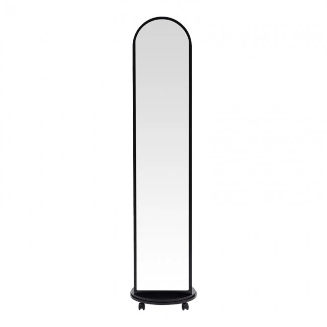 Espero pakoworld mdf wheeled mirror with shelves in black shade D34x170cm