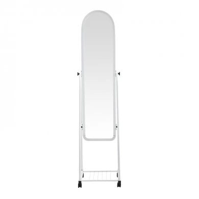 Lomna pakoworld pp-metal wheeled mirror with shelf in white shade 38.5x37.5x160cm