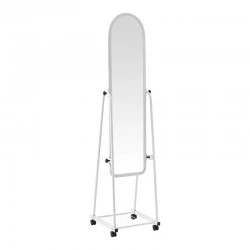 Lomna pakoworld pp-metal wheeled mirror with shelf in white shade 38.5x37.5x160cm