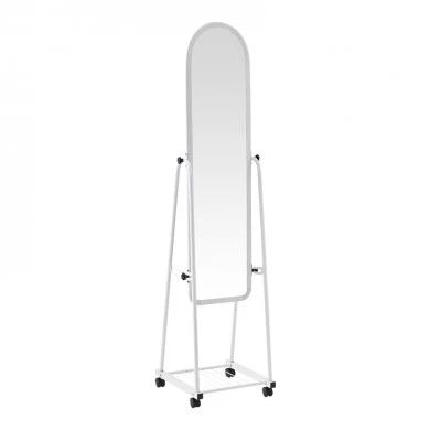 Lomna pakoworld pp-metal wheeled mirror with shelf in white shade 38.5x37.5x160cm