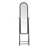 Lomna pakoworld pp-metal wheeled mirror with shelf in black shade 38.5x37.5x160cm