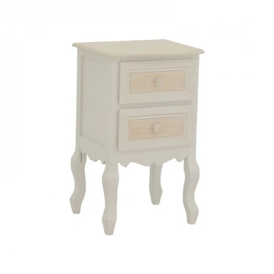 Bedside table Joliene Inart natural-antique white color mdf 40x34.5x64.5cm