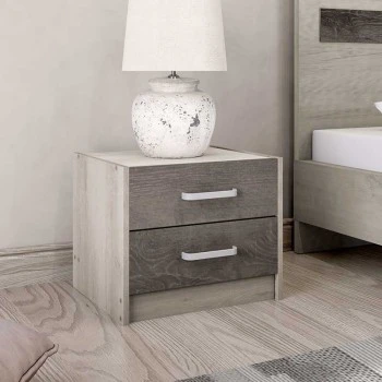Nightstand Olympus pakoworld with 2 drawers in castillo-toro colour 47,5x40,5x40,5